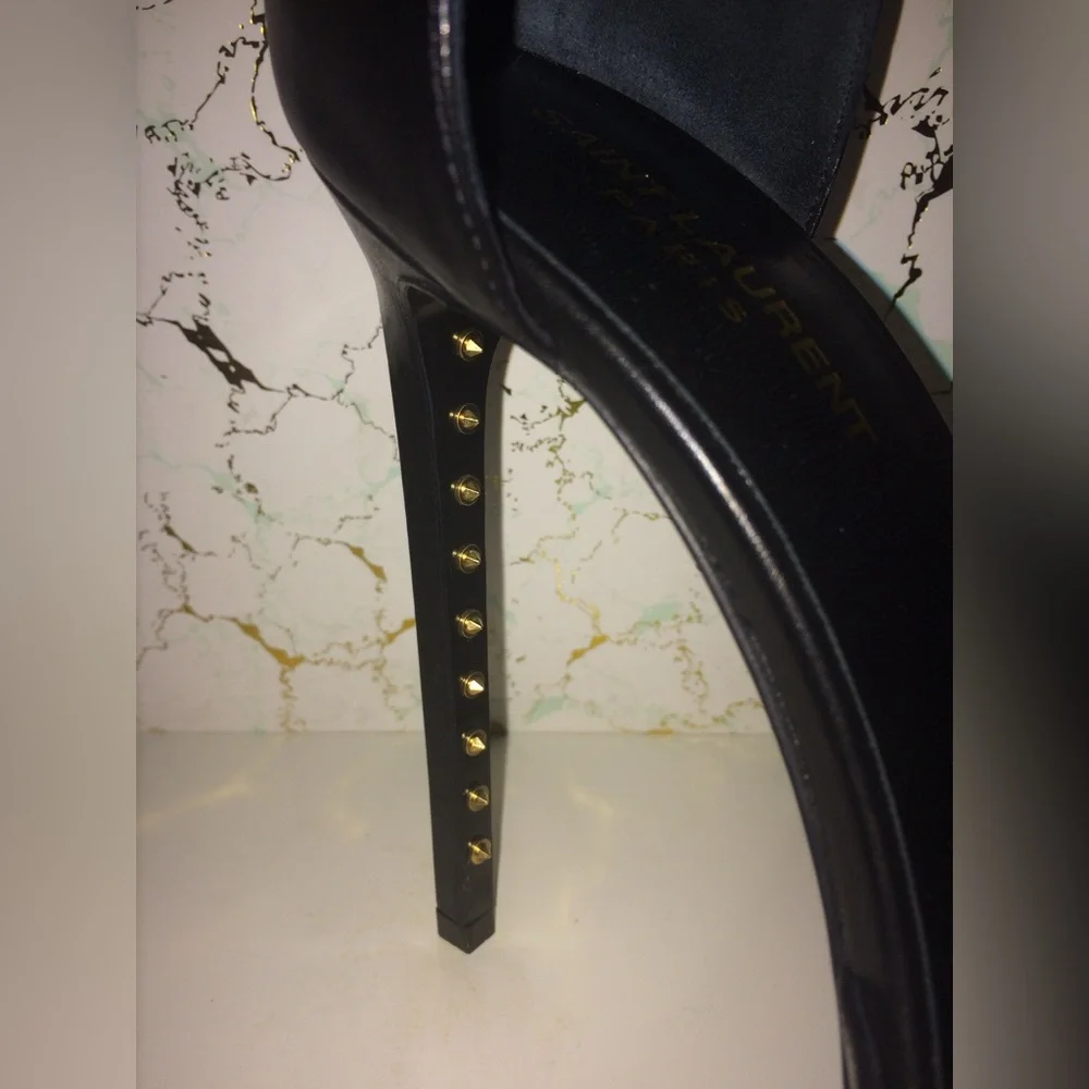 EUC Saint Laurent Janis Black Women's Studded Platform Heels - Picture 9 of 11